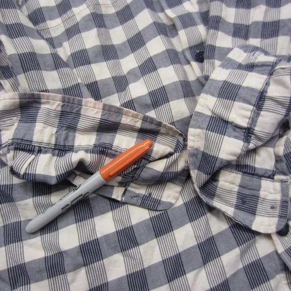 Patagonia Shirt Mens M Grey/white Plaid Pockets Button Up Cotton hiking outdoor - Picture 12 of 14